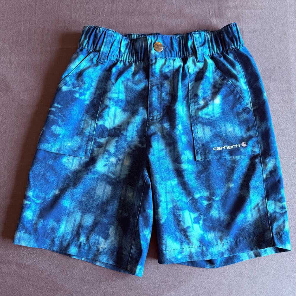 Carhartt Boys Blue Tie-Dye Elastic Waist Shorts Small (8-10)